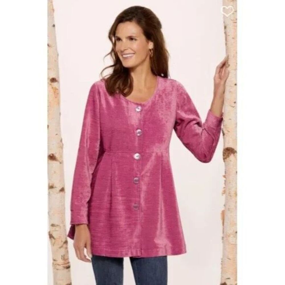 Soft Surroundings Fiona Chenille Tunic Top Fuchsia Berry size small
